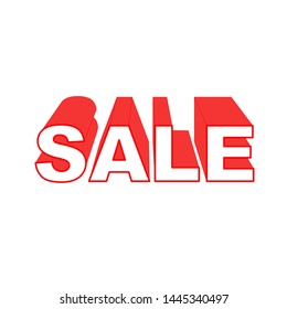 Vector illustration. Word Sale to advertise stores. Bulk inscription in bright red. In combination with other inscriptions in this series form a rainbow.