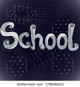 Vektorgrafik mit 
 Wort "Schule", dargestellt in Form von gekuppelten Notizbüchern.