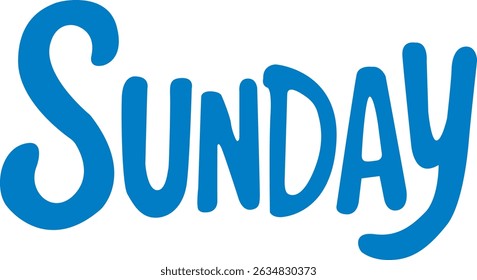 Vector illustration of the word 'Sunday' in a hand drawn style. Clean and charming vector design.