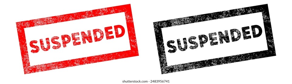 Vector illustration of the word Suspended in red ink stamp.