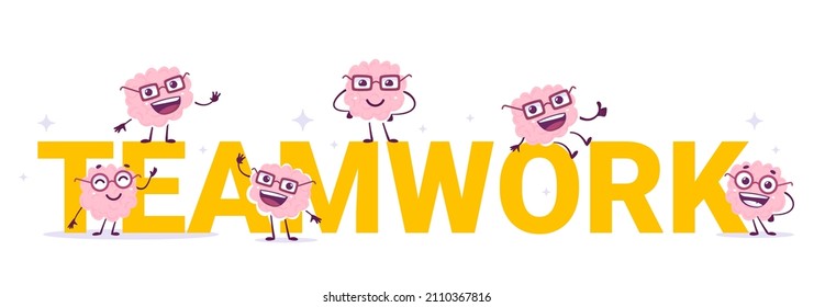 Vector Illustration Word Teamwork Team Happy Stock Vector (Royalty Free ...