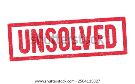 Vector illustration of the word Unsolved in red ink stamp