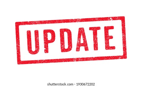 Vector illustration of the word Update in red ink stamp