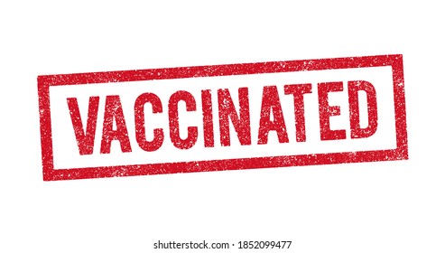 Vector illustration of The word Vaccinated in red ink stamp