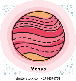 Vector illustration with the word "venus" in Spanish