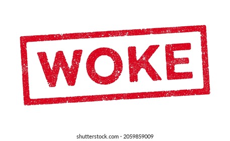 Vector illustration of the word Woke in red ink stamp