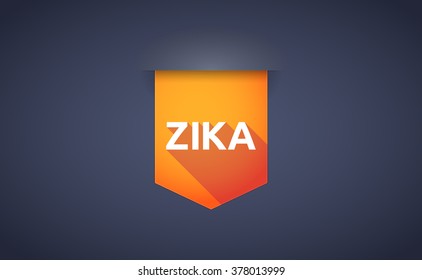 Vector illustration of the word "Zika"   in a long shadow ribbon