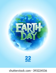 Vector illustration with the words and globe. Ecology concept.