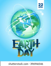 Vector illustration with the words and globe. Ecology concept.