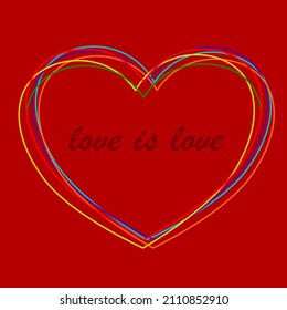 Vector illustration  with words “love” in LGBT colors