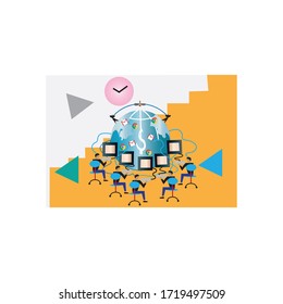 Imagen vectorial del trabajo duro por internet y plazo por tiempo.