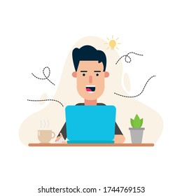 vector illustration work from home flat design icon