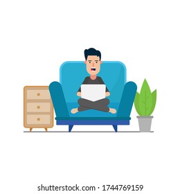 vector illustration work from home flat design icon
