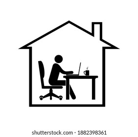 Vector illustration of work from home icon on white background