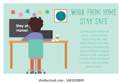 Vector Illustration of Work From Home, Online Working, Online Education, Working on Laptops and computers at Home 