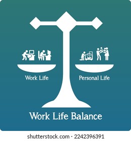 Ilustración vectorial de la vida laboral y el equilibrio de la vida personal.