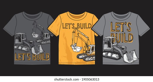 Vector illustration of work machine. Graphic design for boy t shirts 