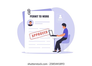Vector illustration of work permit. Illustration for website, landing page, mobile app, poster and banner. Trendy flat vector illustration