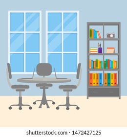 Vector Illustration Work Place Office Desk Stock Vector (Royalty Free ...