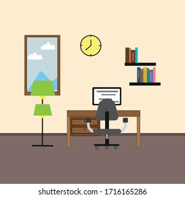 vector illustration of work place with various colors