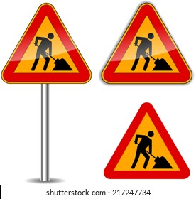 Vector illustration of work signs on white background