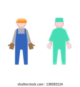 Vector illustration of a worker and a doctor
