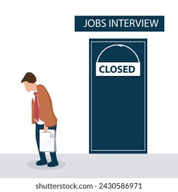 vector illustration of worker failing interview and losing job