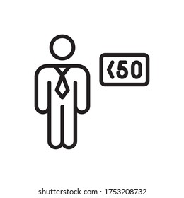  Vector illustration worker under 50 icon or logo black color with line design style