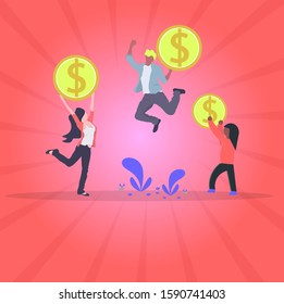 Vector illustration, working after a dollar