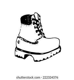 Vector illustration of working boot in sketch style. Hand sketched boot image or icon.