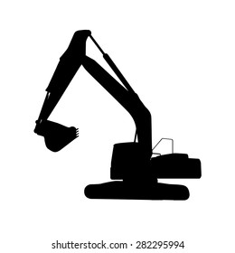 Vector Illustration of Working Excavator. Isolated on White Background.