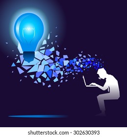 Vector illustration working hard for idea
(just edit/update file)