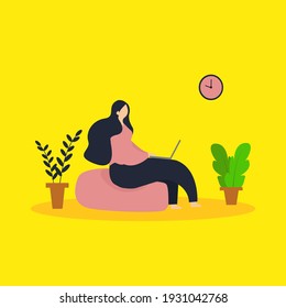 vector illustration of working at home