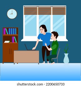 Vector illustration working at office