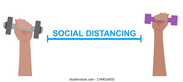Vector illustration of workout with social distance.