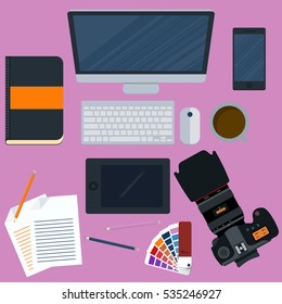 Vector illustration of a workplace designer. Stock vector