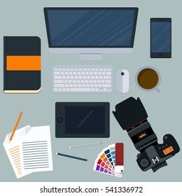 Vector illustration of a workplace designer. Stock vector