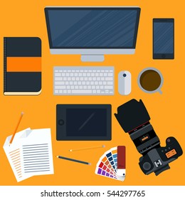 Vector illustration of a workplace designer. Stock vector