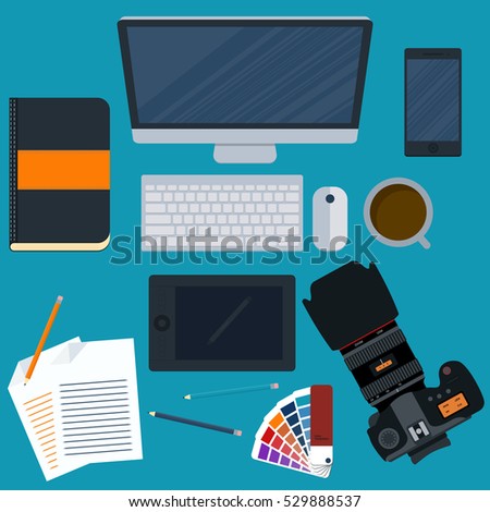 Vector illustration of a workplace designer. Stock vector