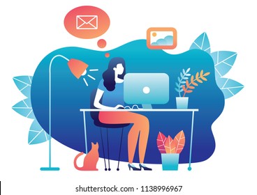 Vector illustration of workplace freelancer