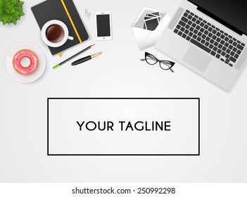 Vector illustration of Workplace with isolated objects