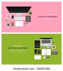 Vector illustration of Workplace with isolated objects
