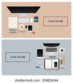 Vector illustration of Workplace with isolated objects