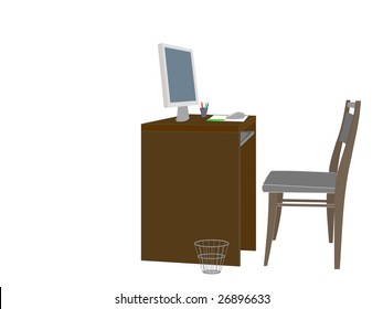 Vector illustration of a workplace at office