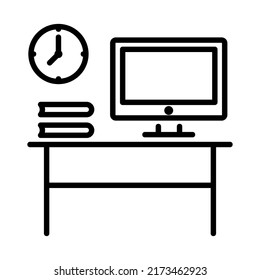 vector illustration of work-related icons with editable black outlines, perfect for templates, symbols and more