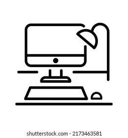 vector illustration of work-related icons with editable black lines, perfect for templates, symbols and more