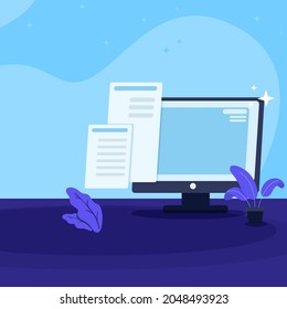 vector illustration of workspace at home	