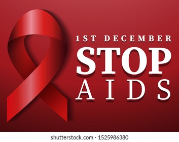 Vector Illustration Of World Aids Day with ribbon