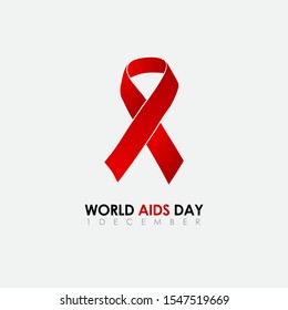 Vector Illustration World Aids Day with Red Ribbon.