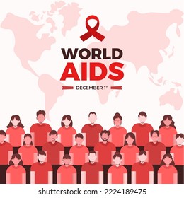 Vector Illustration of World Aids Day on December 1. Perfect for Greeting Cards, Posters and Banners.